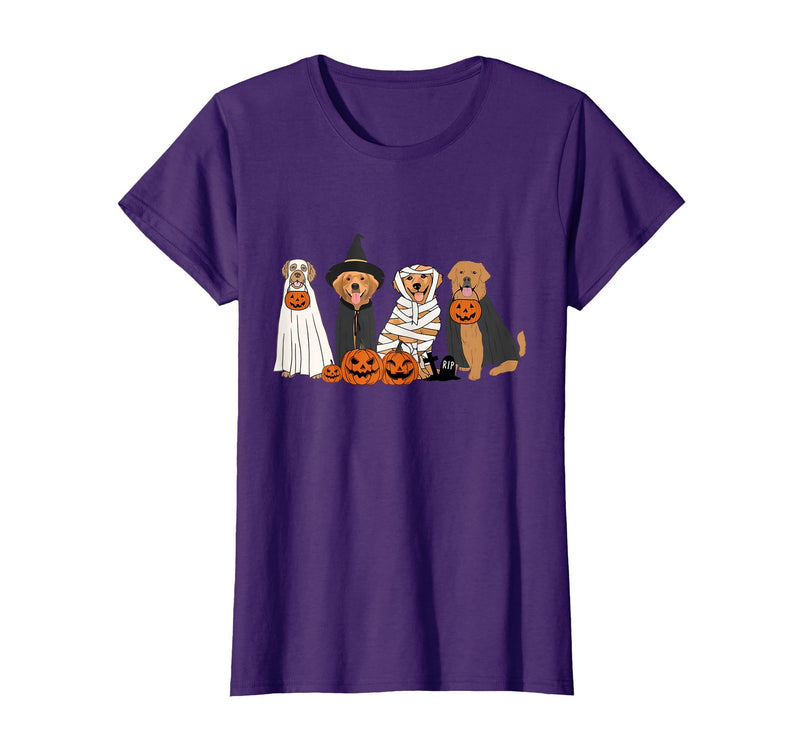 Golden Retriever Dog Ghost In Boo Sheet Women Men Funny Golden Retriever Dog Ghost in Boo Sheet Halloween T-Shirt - Purple