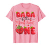 Kawaii Strawberry 1St Birthday Matching Dada of The Berry Sweet One Strawberry First Birthday T-Shirt - Pink