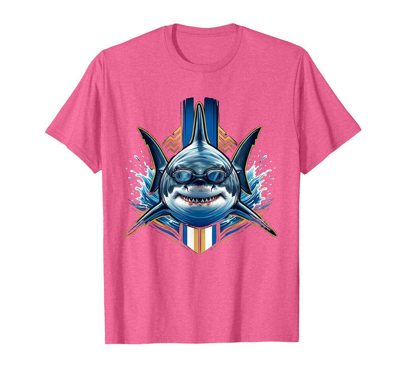 Mademark 6th Grade Shark Swimmer Goggles Illustration T-Shirt - Pink Heather