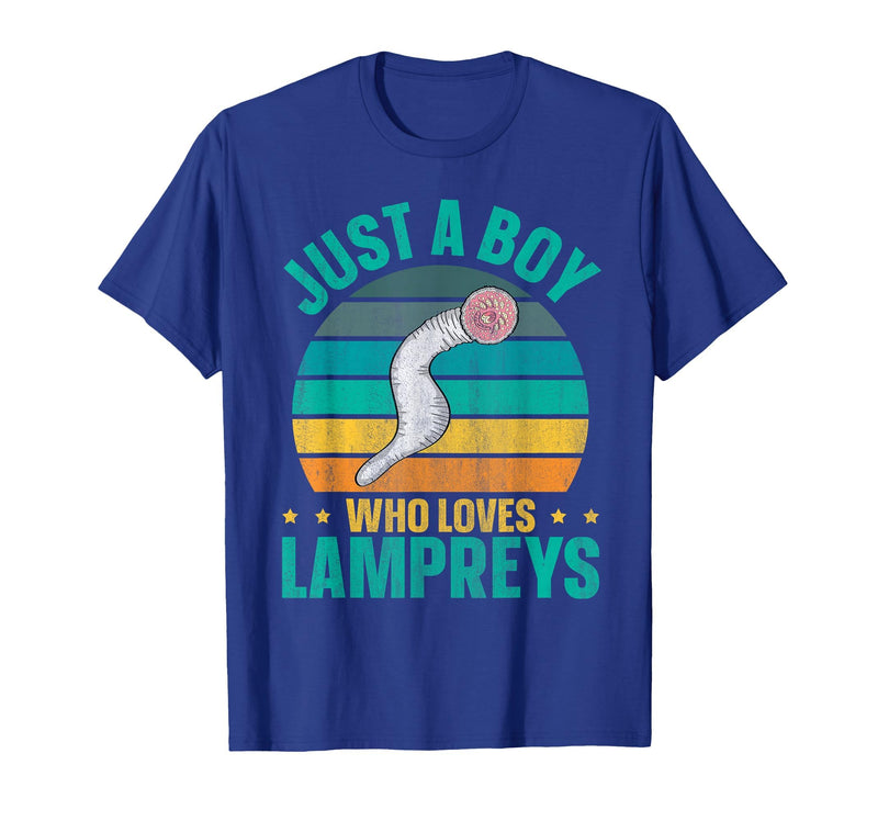Sea Lamprey Fish Quote Just a boy who Loves Lampreys Quote for a Lamprey Boy T-Shirt - Royal Blue
