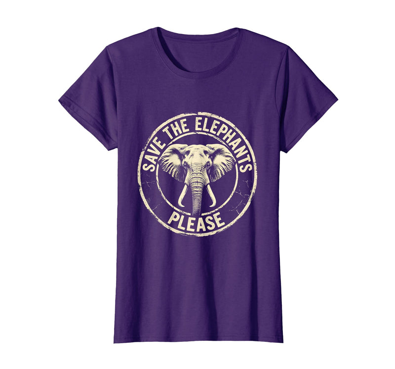 Mademark Save The Elephants Please Wildlife Advocate Design T-Shirt - Women - Purple