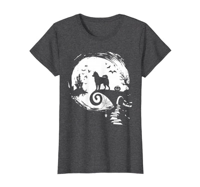 Halloween shirts for Men Women Kids Husky Dog and Moon Halloween Costume Dog Lover Funny T-Shirt