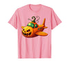 Funny Halloween Airplane Costume for Kid Boy Funny Airplane Pumpkin Pilot Lovers Halloween Mens Boys Kids T-Shirt - Pink