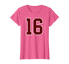 Maroon Number 16 Jersey Player Uniform #16 Gifts Maroon and White Number 16 Jersey Player Uniform #16 Fan T-Shirt - Pink