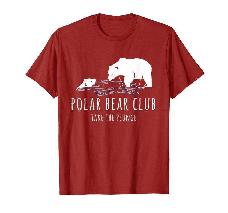 Global Warming Awareness Arctic Winter Ice Polar Bear Club Take The Plunge Ice Bear T-Shirt - Cranberry Red
