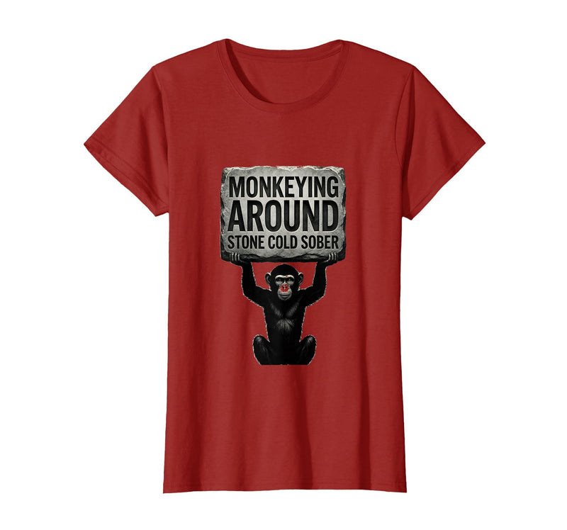 Mademark Monkeying Around Stone Cold Sober Design T-Shirt - Women - Cranberry Red