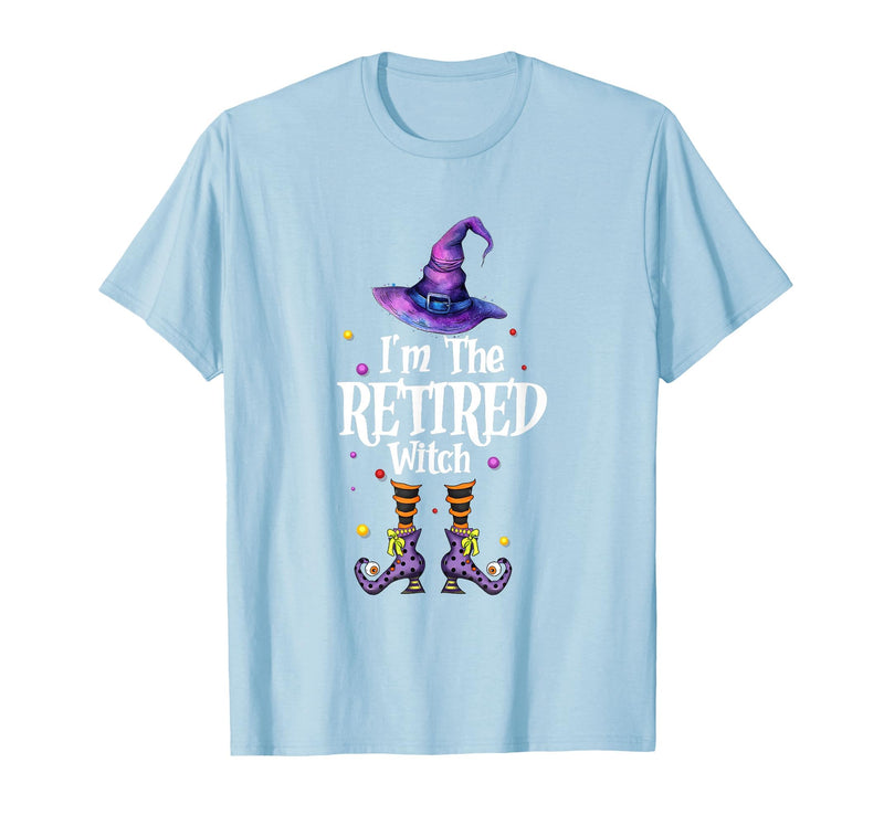 Funny Quote Horror Costume Party Family Friends I'm The Retired Witch Spooky Scary Halloween Retiree Women T-Shirt - Baby