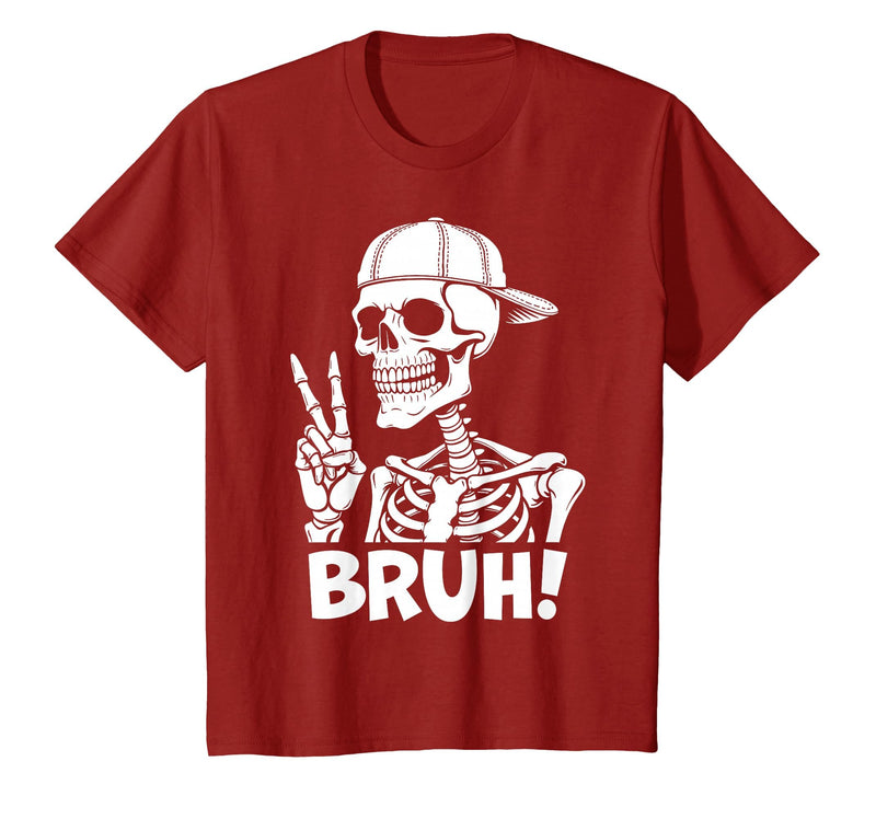 Skeleton Peace Sign Shirts For Men Women & Kids Bruh Skeleton Hand Peace Sign Halloween Skeleton Hand Sign T-Shirt -