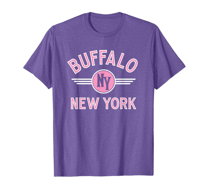 133 Apparel Buffalo NY Buffalo New York Circle NY Pink Print T-Shirt - Purple Heather