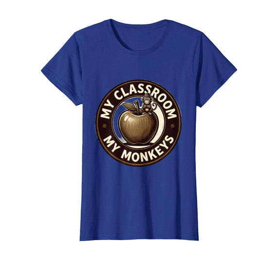 Mademark My Classroom My Monkeys Teacher Humor Design T-Shirt - Women - Royal Blue