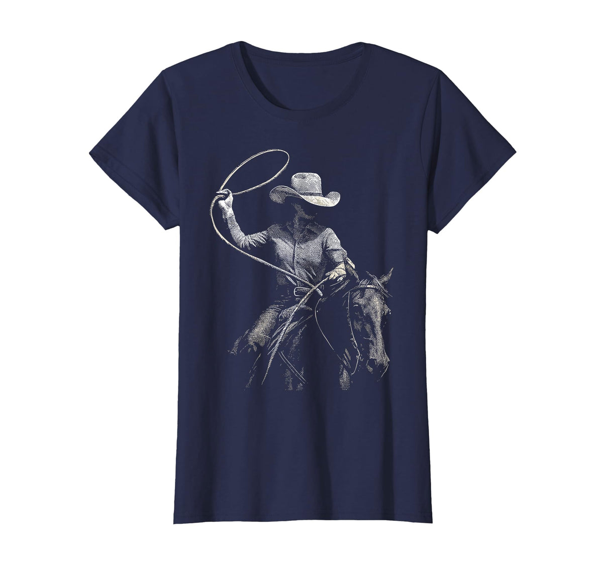 Cowgirl Western Rodeo Rodeo Cowgirl Western Horse T-Shirt - Navy Blue