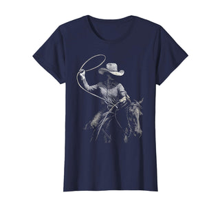 Cowgirl Western Rodeo Rodeo Cowgirl Western Horse T-Shirt - Navy Blue