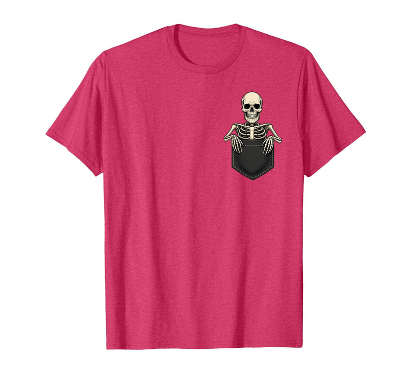 Funny Pocket Skeleton Halloween T Shirt For Men Funny Skeleton in The Pocket Halloween Kids Teens Adults T-Shirt - Red