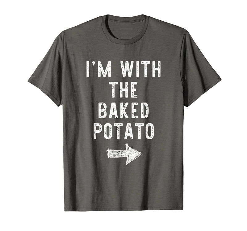 Im With The Baked Potato Halloween Costume I’m with The Baked Potato Funny Halloween Couple Costume T-Shirt - Asphalt Grey