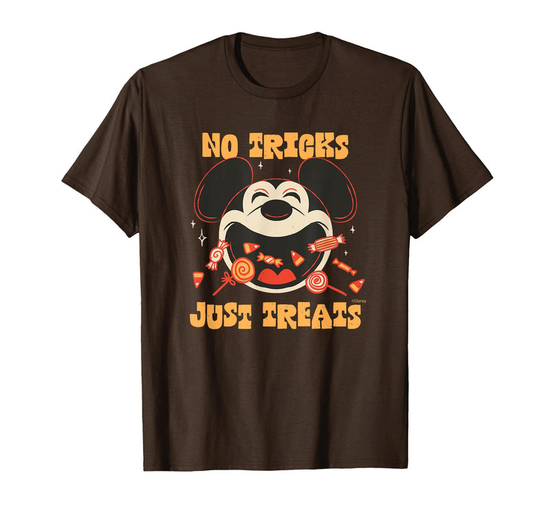 Disney Mickey Mouse Halloween Candy No Tricks Just Treats T-Shirt - Brown