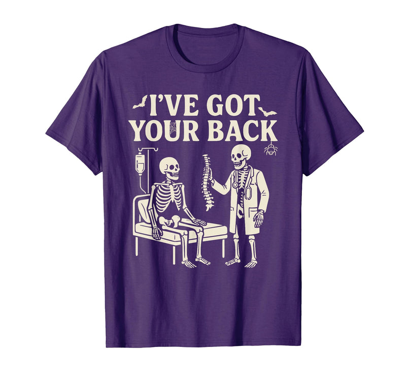 Halloween Costume For Doctor I've Got Your Back I've Got Your Back Halloween Skeleton Doctor Costume T-Shirt - Purple