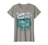Swim Lover Halloween Custom Tee For Swimmers Kids Halloween Skeleton Swimming Swim for Your Life Swimmers Dad T-Shirt -