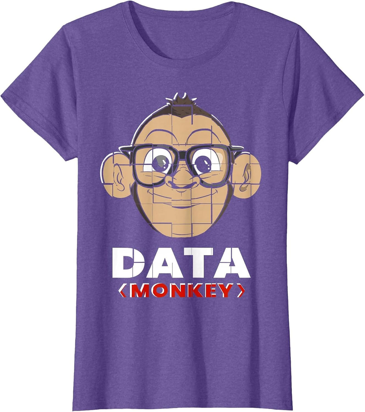 Data Monkey Data Evaluator Code Programmer T-Shirt - Purple Heather