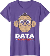 Data Monkey Data Evaluator Code Programmer T-Shirt - Purple Heather