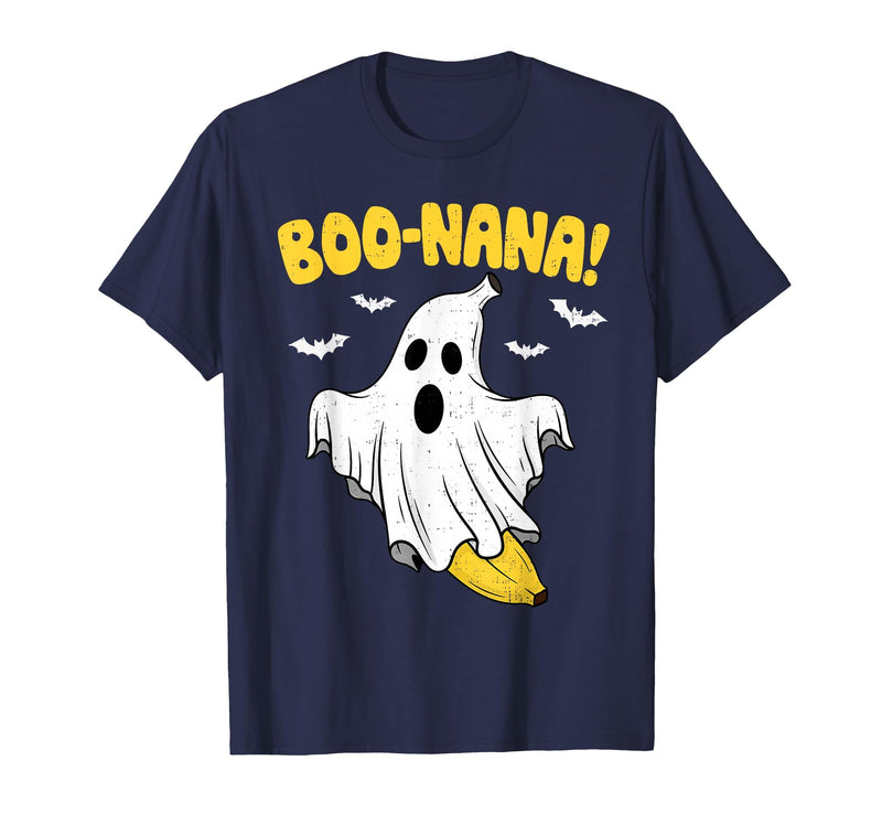 Halloween Tees for Women Men Kids Funny Banana Ghost Boo Pun Halloween Costume Men Women Kids T-Shirt - Navy Blue