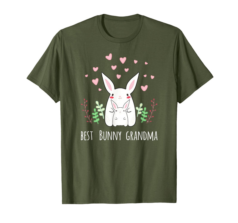 Cute Bunny Grandma Rabbit Grandmother T-Shirt in Olive Green