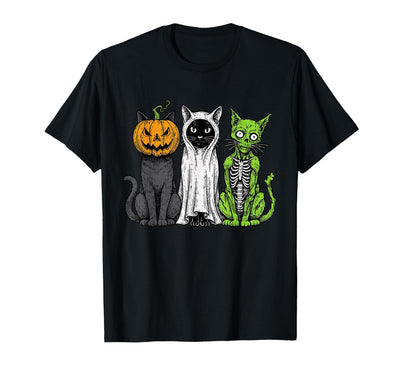 Halloween Tees for Women Men Kids Skeleton Cat Pumpkin Ghost Halloween Kitty Meow Girl Boy Kid T-Shirt