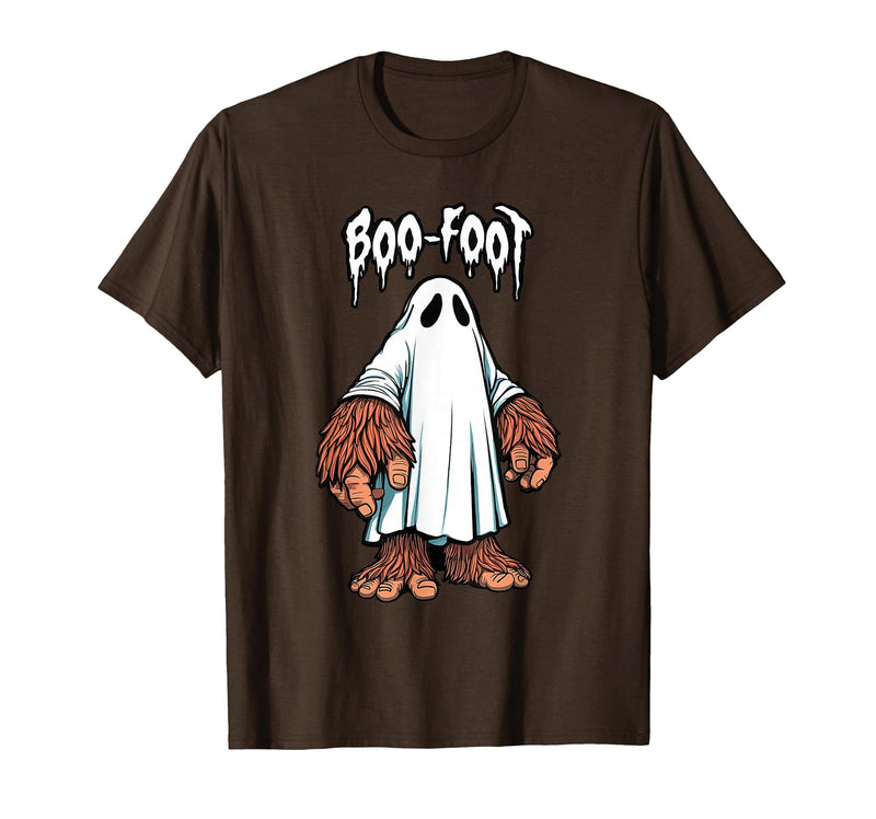 Spooky Bigfoot Sasquatch Ghost Halloween Humor Fun Boo Foot Bigfoot Ghost Sasquatch Halloween Funny Humor T-Shirt - Brown