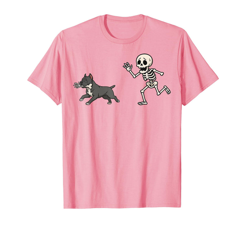 Pitbull Halloween Costume Funny Pitbull Skeleton Hand Halloween T-Shirt - Pink