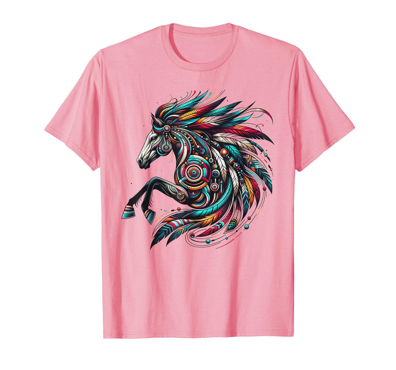 Mystical Native American Horse Farm Heritage Spirituality T-Shirt - Pink