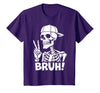 Skeleton Peace Sign Shirts For Men Women & Kids Bruh Skeleton Hand Peace Sign Halloween Skeleton Hand Sign T-Shirt - Purple