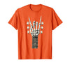 Rock and Wear Gifts Men Women Kids Skeleton Guitar Hand Rock On Guitarist Rock Band Music T-Shirt - Orange