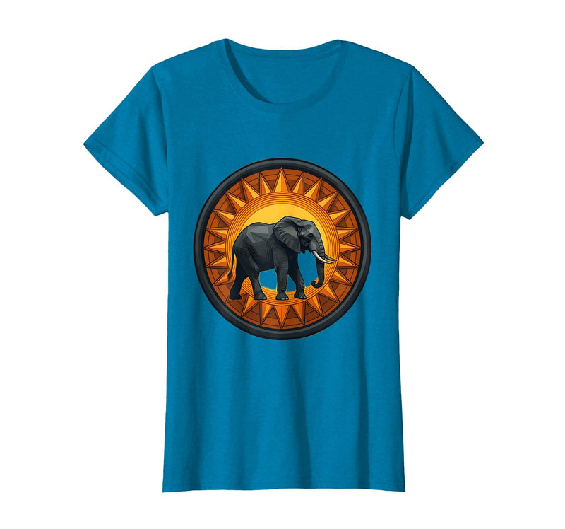 Mademark Elephant Silhouette Giant Sunset Graphic T-Shirt - Women - Sapphire Blue