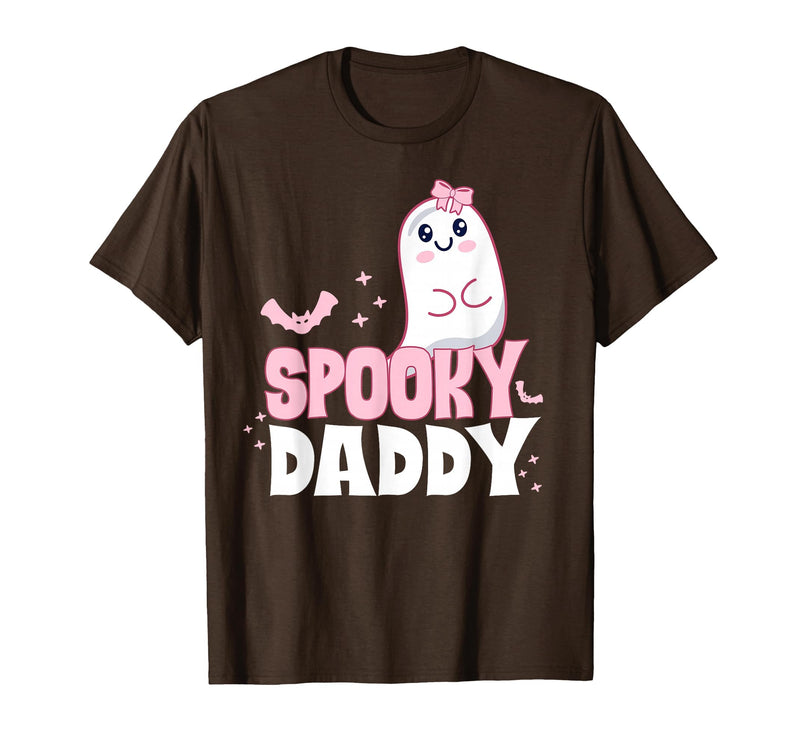 Spooky Family Cute Pink White Ghost Boo Halloween Spooky Daddy Family Cute Pink White Ghost Boo Halloween T-Shirt - Brown