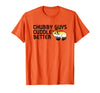 LGBTQ Pride Gifts Chubby Guys Cuddle Better Gay Bear Pride Couple Flag Love T-Shirt - Orange