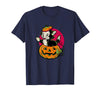 Disney Pinocchio Halloween Figaro Inside A Pumpkin Retro T-Shirt - Navy Blue