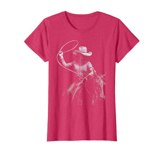 Cowgirl Western Rodeo Rodeo Cowgirl Western Horse T-Shirt - Red Heather