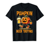 Beer Halloween Costume Pumpkin Beer Tasting Funny Halloween Beer Lover Drinking T-Shirt - Black