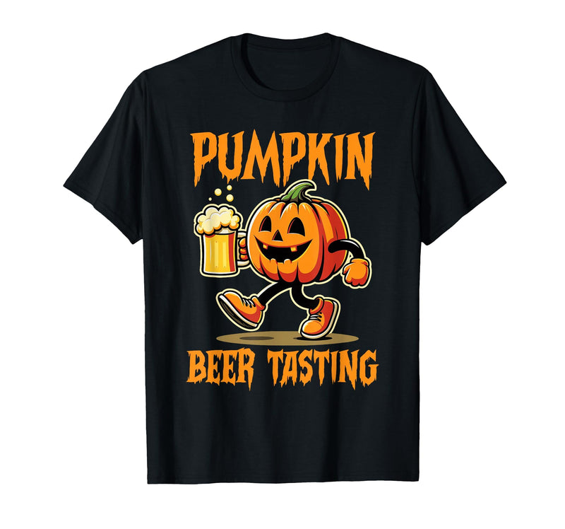 Beer Halloween Costume Pumpkin Beer Tasting Funny Halloween Beer Lover Drinking T-Shirt - Black