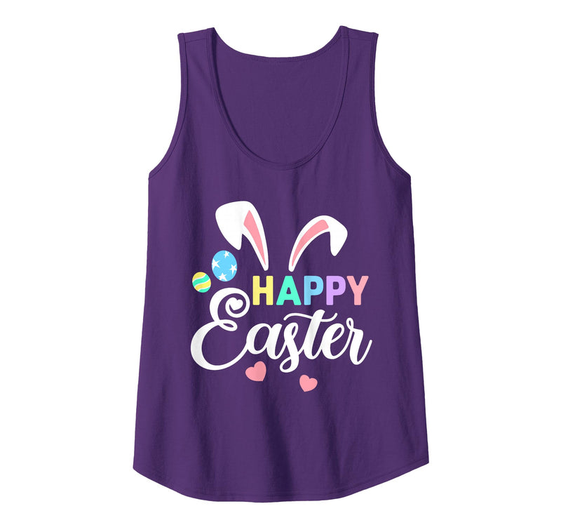 Womens Happy Easter Bunny Easter Eggs Rabbit Ears Womens Tank Top in As Pictured