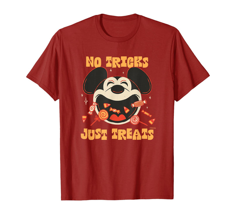 Disney Mickey Mouse Halloween Candy No Tricks Just Treats T-Shirt - Cranberry Red