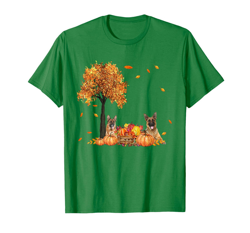 Funny German Shepherd Thanksgiving Halloween German Shepherd Autumn Leaf Fall Dog Thanksgiving Halloween T-Shirt - Kelly