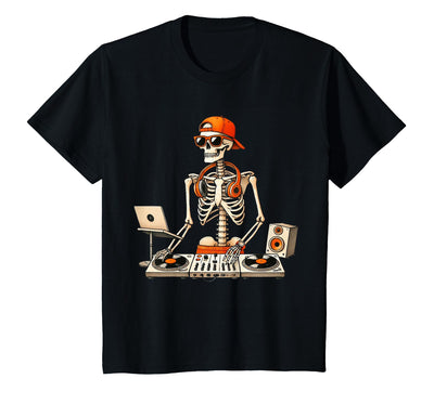 Funny Skeleton DJ Halloween Men Outfit Skeleton DJ Halloween Costume Turntable Music Funny Men Boys T-Shirt