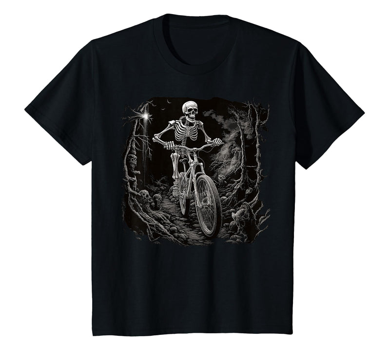 Scary Cyclist Skeleton Gifts Cycling Skeleton Mountain MTB Bicycle Cyclist Skeleton T-Shirt - Black