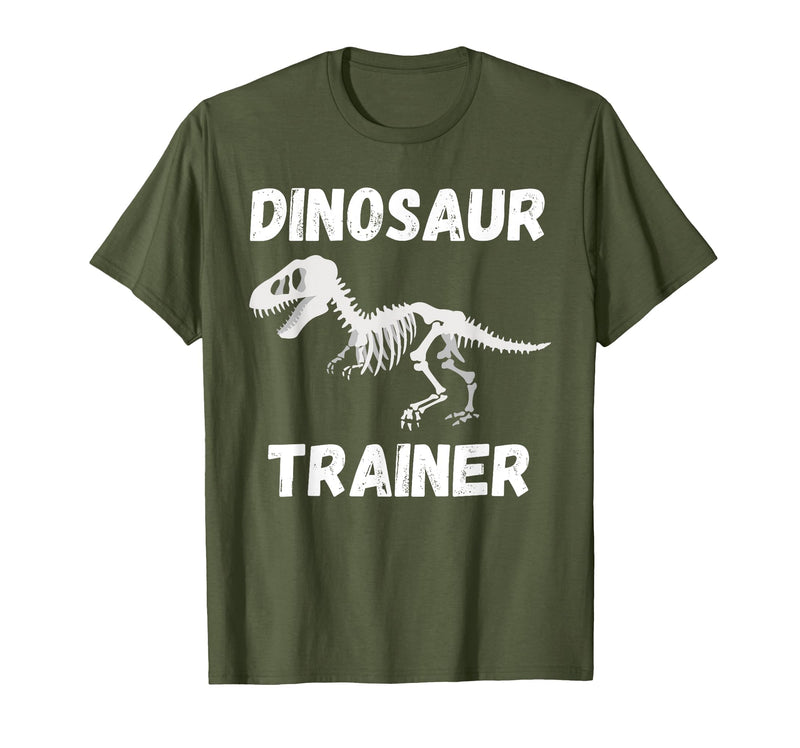 Dinosaur Trainer Costume Halloween Dino Skeleton T-Shirt - Olive Green