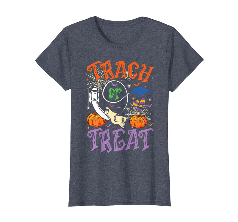 Trach or Treat ICU RN Halloween Nurse Tees Respiratory Therapist Trach or Treat ICU RN Halloween Nurse T-Shirt - Heather Blue