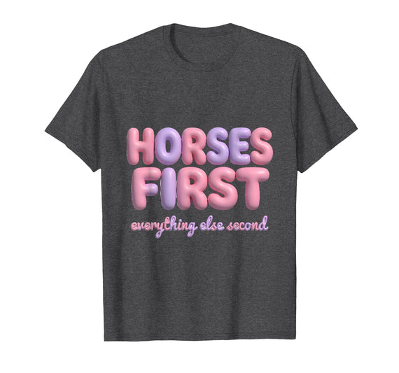 Mademark Horses First Everything Else Second Girls Design T-Shirt - Men - Dark Heather Grey