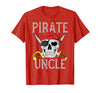 Pirate Family Apparel Pirate Uncle Jolly Roger Flag Skull Family Pirates T-Shirt - Red