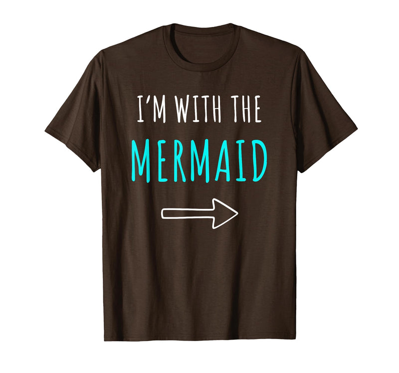 Mermaid Shirt Funny Easy Halloween Shirt Funny Mermaid Halloween Parents or Couples Costume T-Shirt - Brown