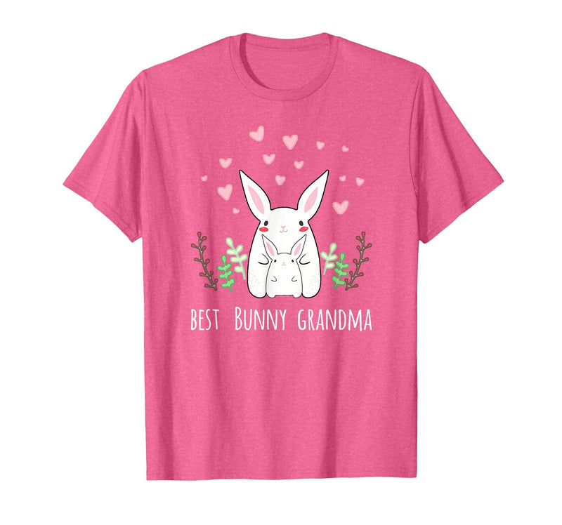 Cute Bunny Grandma Rabbit Grandmother T-Shirt in Pink Heather