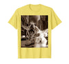 Funny Bunny Rabbit Selfie with T-Rex Tyrannosaurus Dinosaur T-Shirt in Lemon Yellow